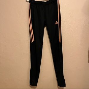 Adidas Women's Soccer Tiro Training Pants Black with Peach Stripes Size XS